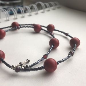 Red and black beaded necklace